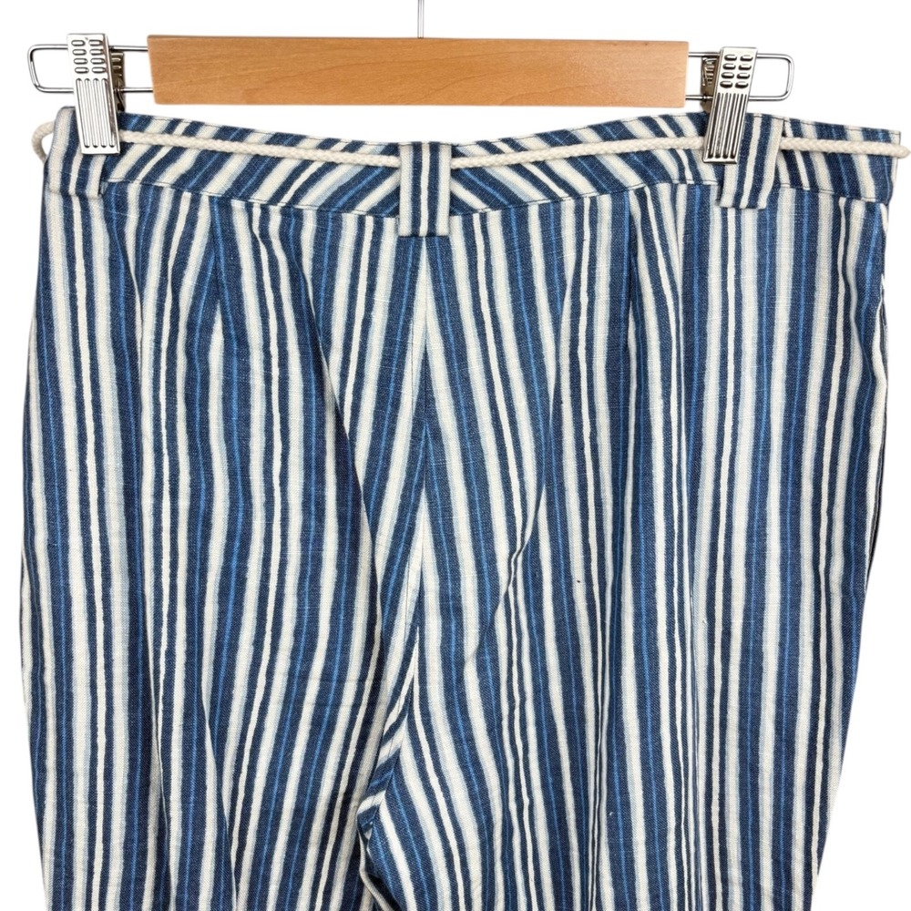 Sigrid Olsen So Blue Linen Pants Women's Sz 10 Blue White Coastal Resort Beach - Picture 6 of 10